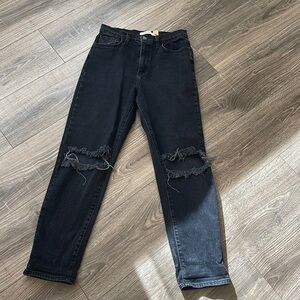 Baggy Mom Jean with Double Ripped Knees